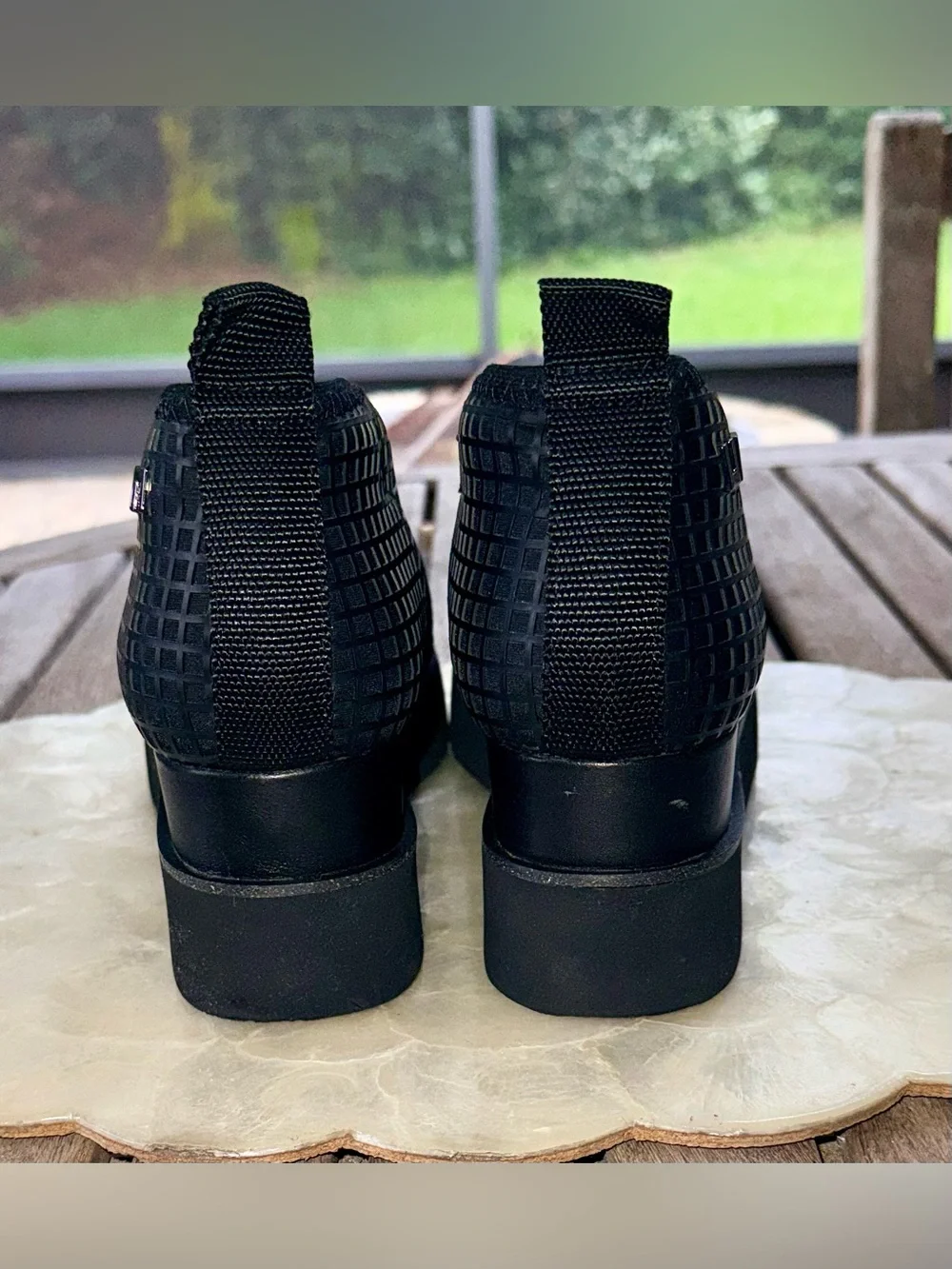 United Nude Fold Stella Lo Platform Wedge Sneakers Black Grid Size 40